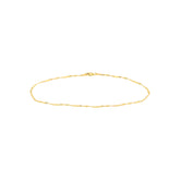 14k Yellow Gold Singapore Flat Saturn Chain Anklet, 10"